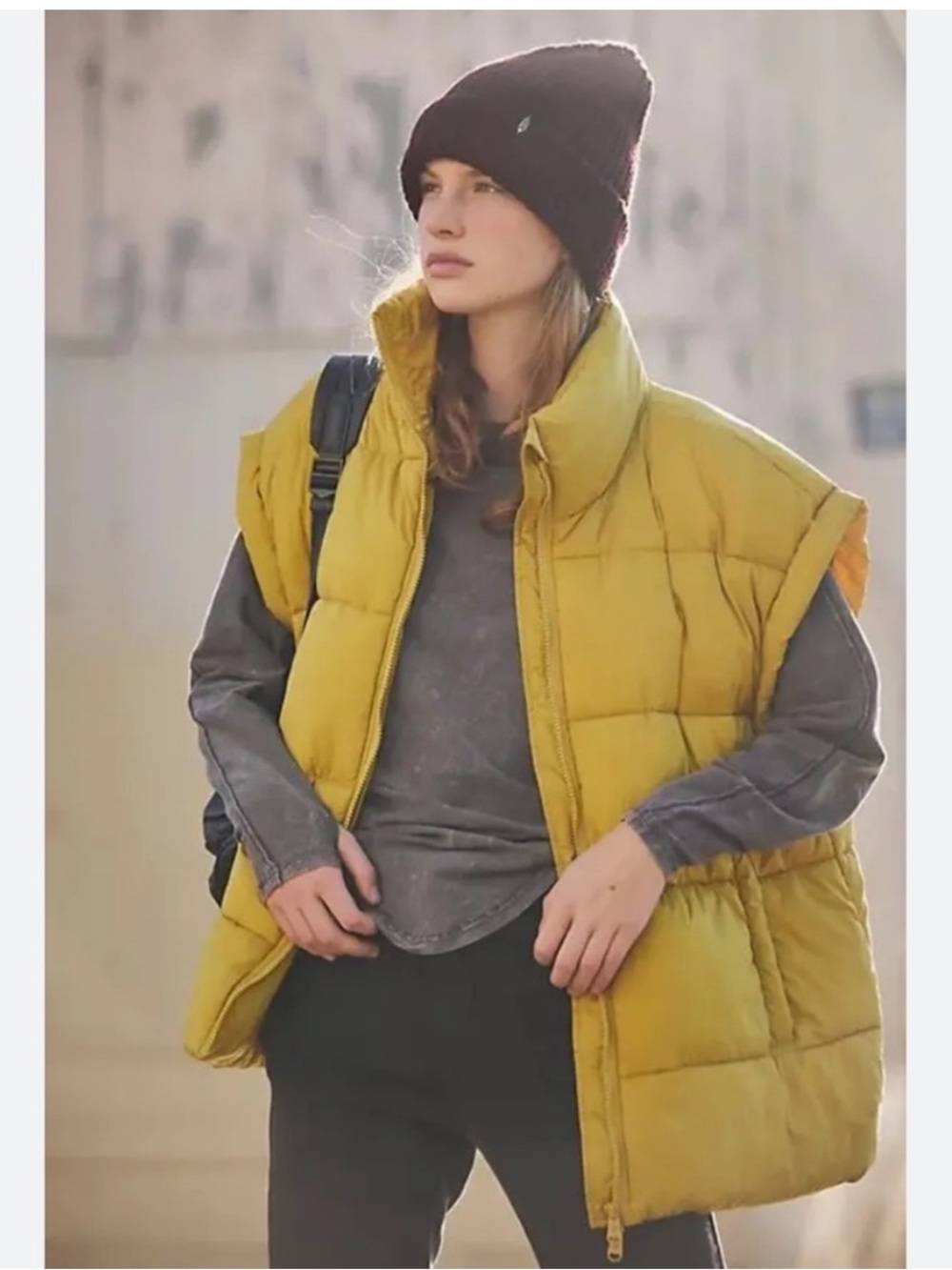 Free people movement in a bubble vest mustard size XS